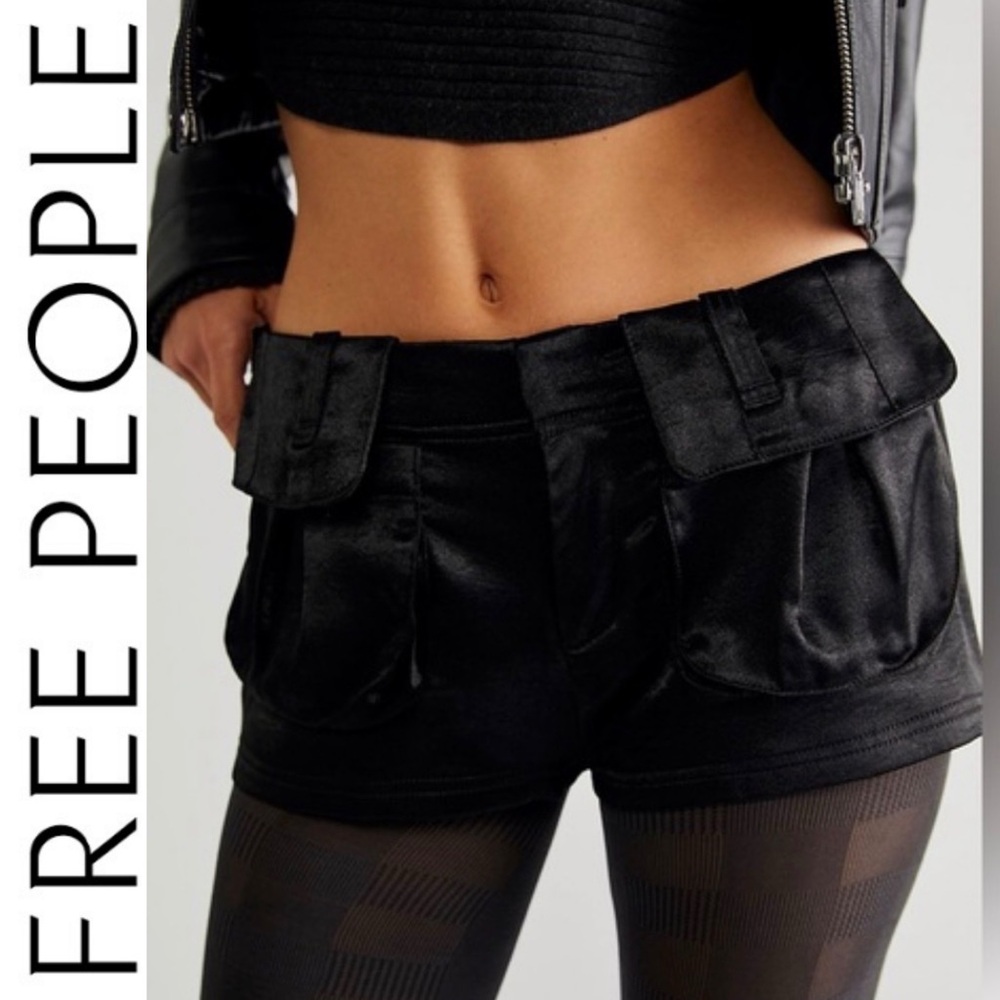 NWOT Free People Give A Little Satin Cargo Shorts m